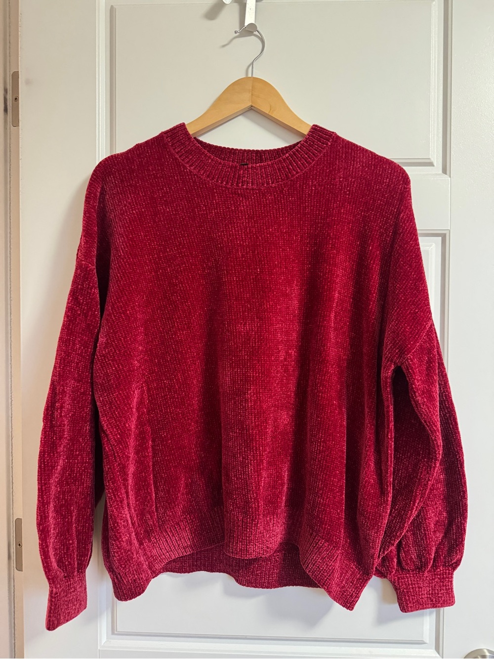 Cozy Chenille Crewneck Sweater - Red